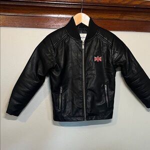 Pepe Jeans London Leather Bomber Jacket with Union Jack Patch